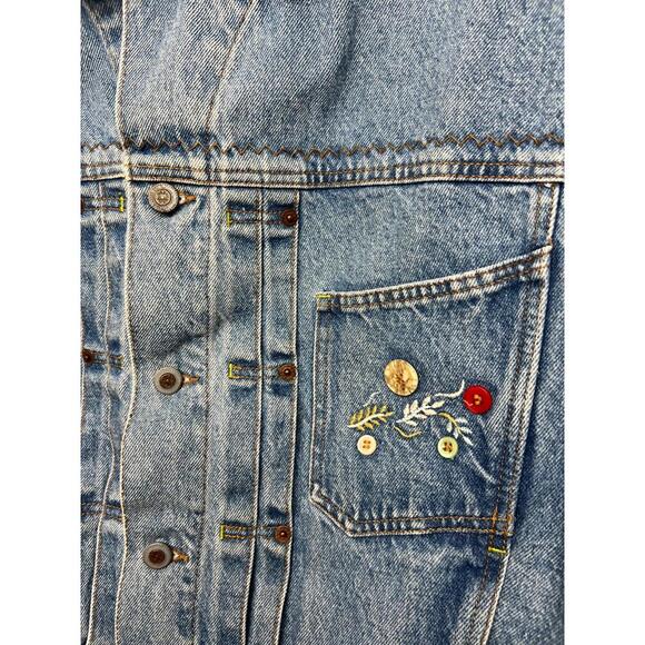 Y2K 90s Monte Carlo Polo Jockey Denim Embroidered Floral Jean Jacket Womens M - Picture 5 of 12